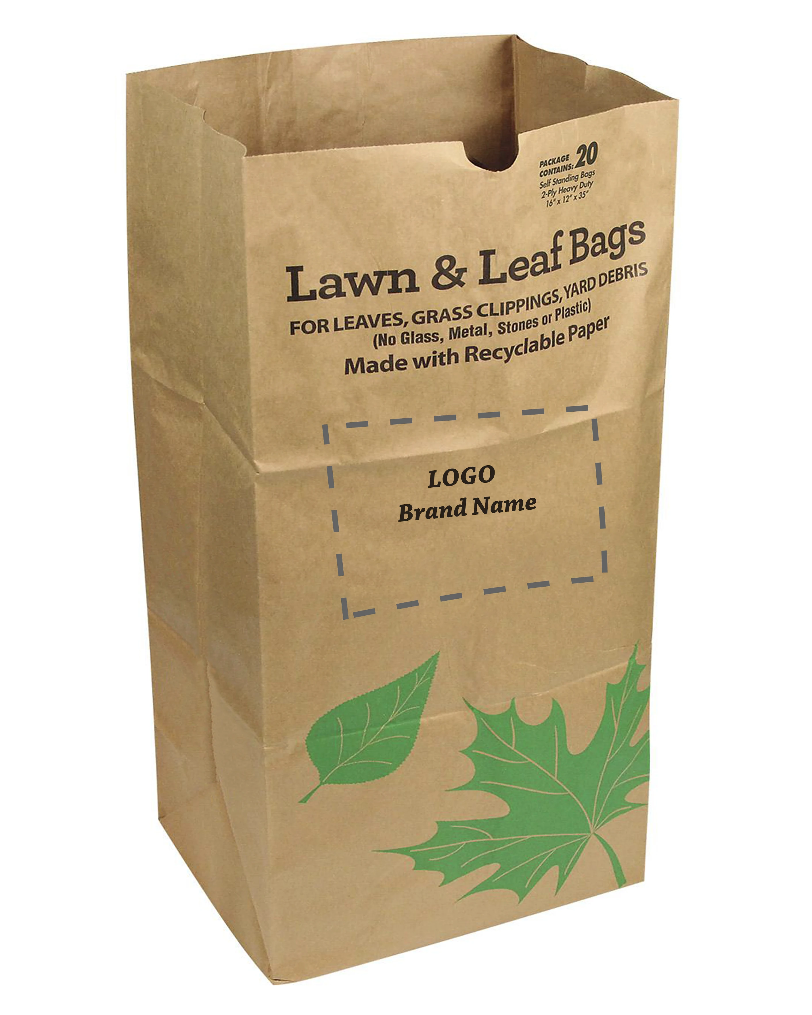 Customized Biodegradable Brown Paper Bag Leaf Lawn Grass Garden Paper Bag  Refuse Trash Wast Garbage Bags - China Packaging Bag, Lawn Bags