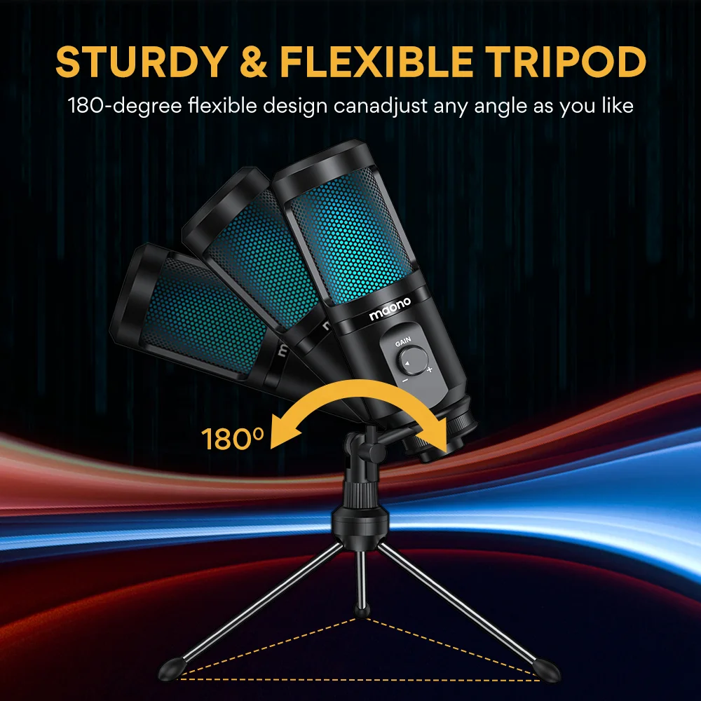 MAONO Hot Sale RGB Gaming Microphone Desktop Microfone Podcast Microfono  Recording USB Microphone PS4 Gamer Gaming Microphones