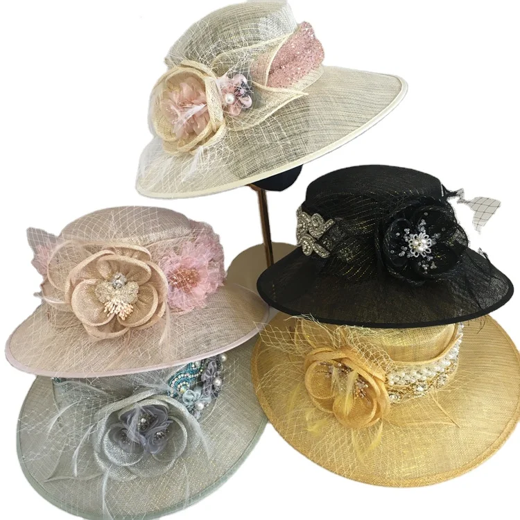 thumbnail image 2 of Fascinators Hats For Women, Garden Tea Party Hats Vintage Wedding Flower Cocktail Mesh Feathers Headband For Party Black At Women's Clothing Store 2 of 11
