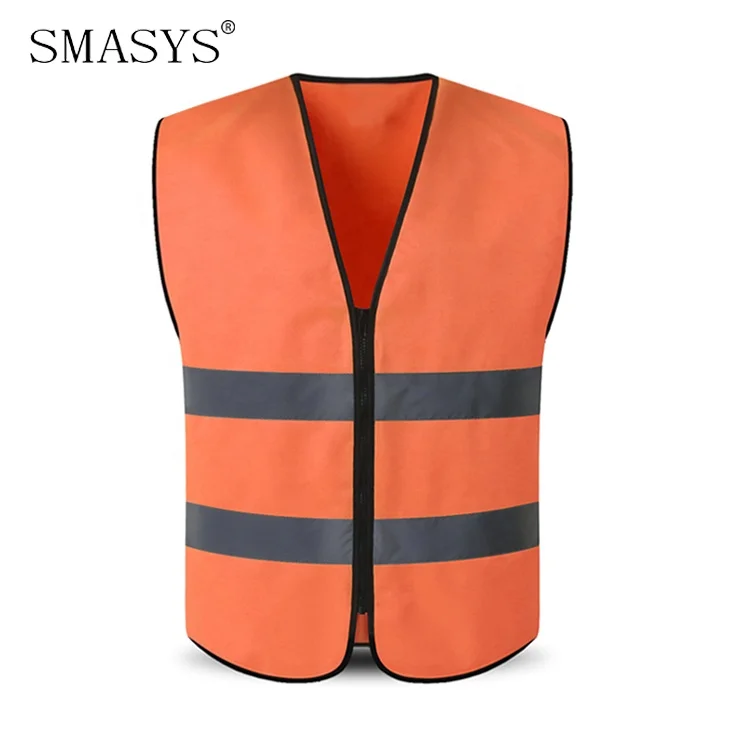 SMASYS Retail Small Order Custom Logo Polyester Knitted Fabric High Visibility Basic Reflective Safety Vest