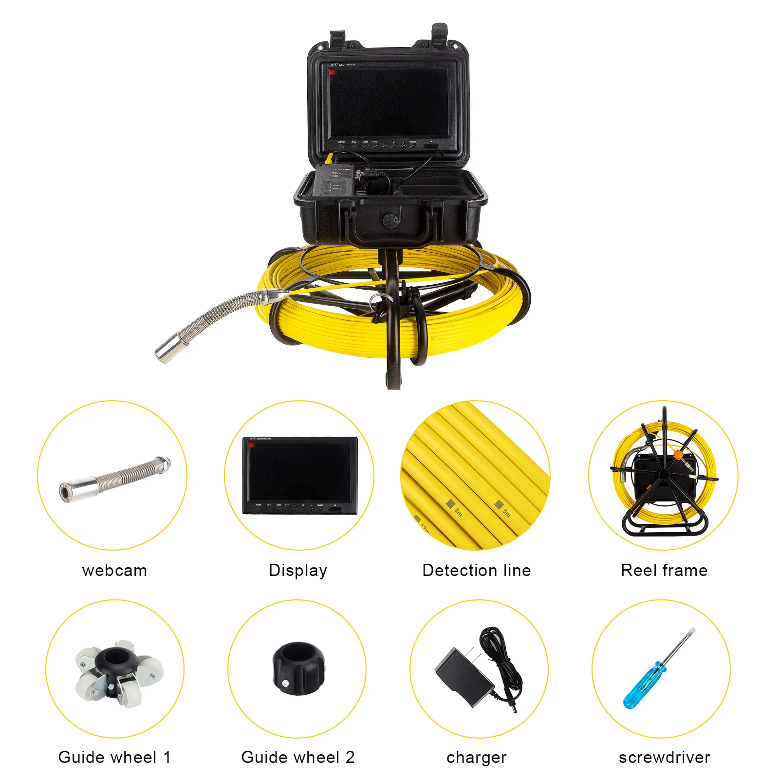 Factory Pipe Inspection Camera 512Hz Sonde/Transmitter Pipe Camera DVR Video Recording 9Inch HD 1080P Display
