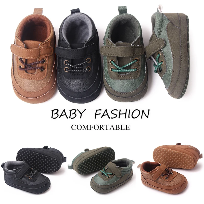 Hook&loop Design Soft PU Leather Baby Toddler Infant Shoes for Boys supplier