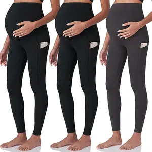 New Maternity Pants Yoga Waistband Pocket Fabric Stretch Free