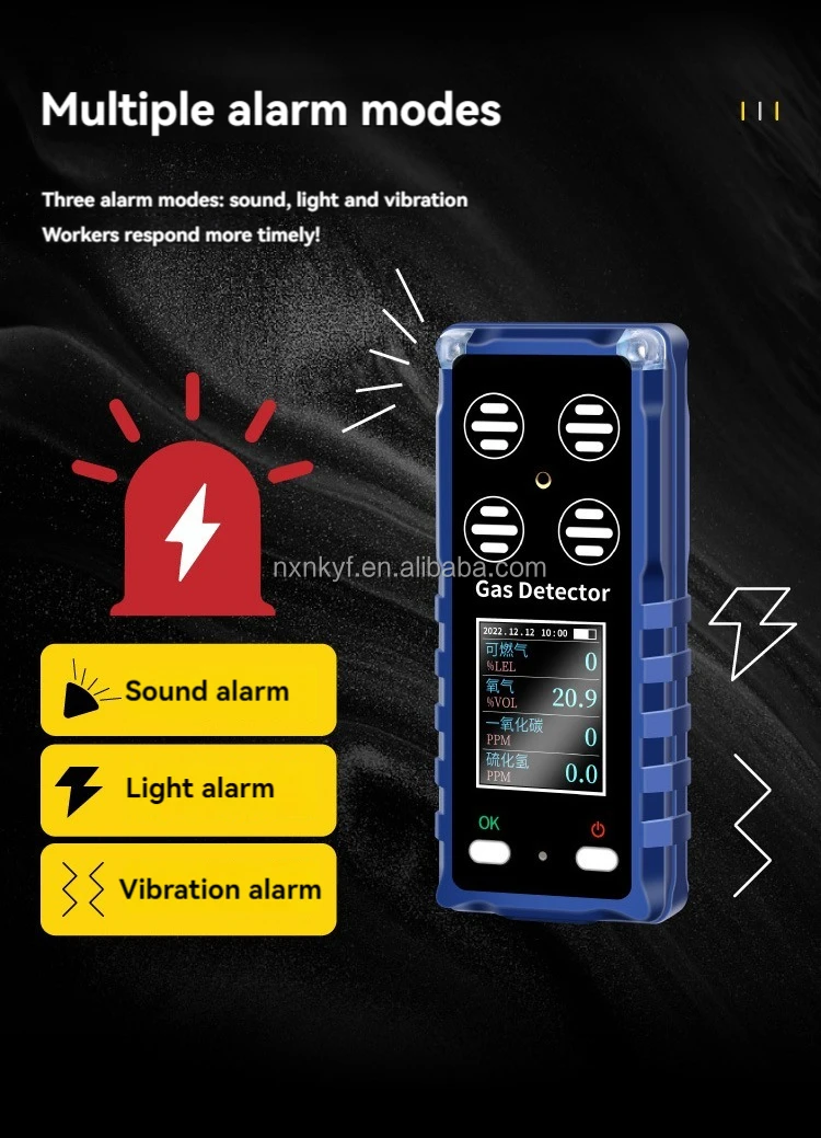 4 In 1 Gas Detector Co/ch4/co2/nh3/o2/voc Portable Multi H2s Co O2 Ex ...
