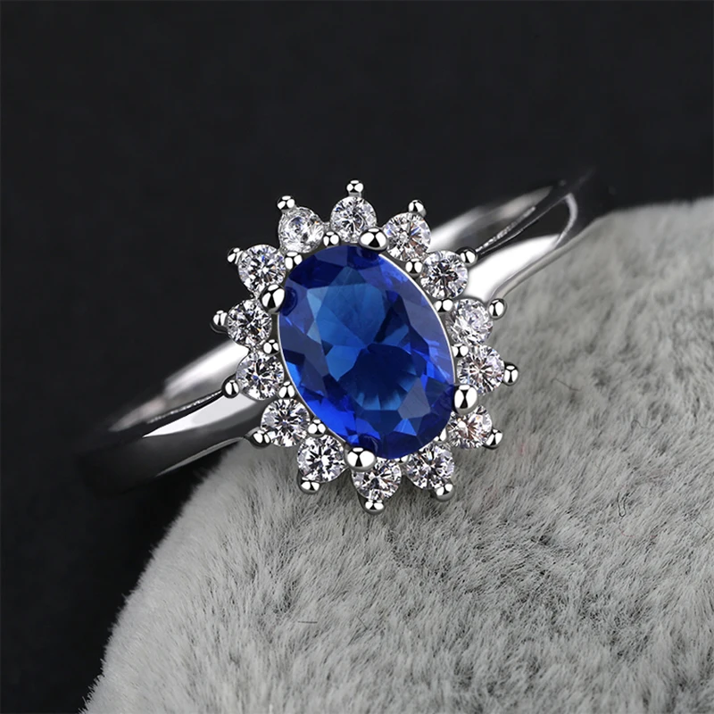 Gemstone Woman 925 Sterling Silver Ring New Design Natural Glass ...
