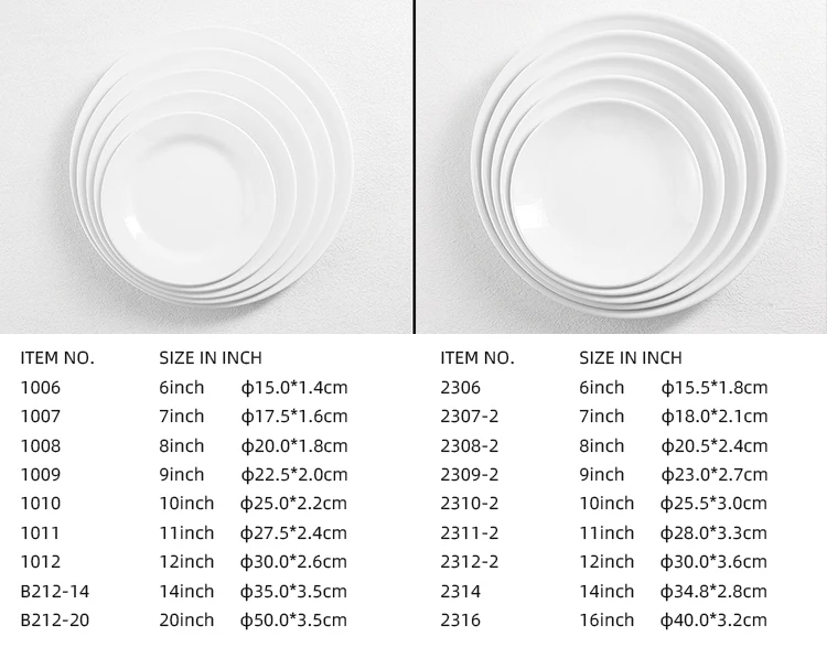 Wholesale White Round Plates Sets Dinnerware For Restaurant Reusable
