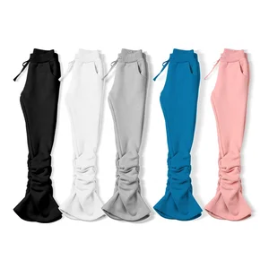 High Quality Fashion Fleece Cotton Stacked Sweatpants Jogger Children Kids Girl Stacked Pants