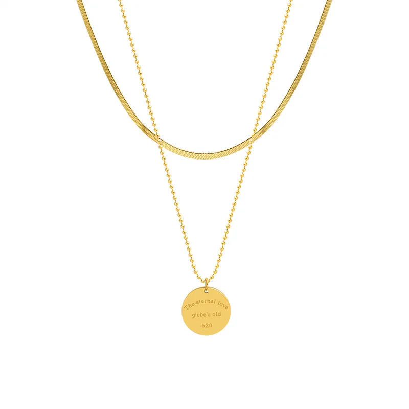Circle Pendant Flat Snake Chain 
