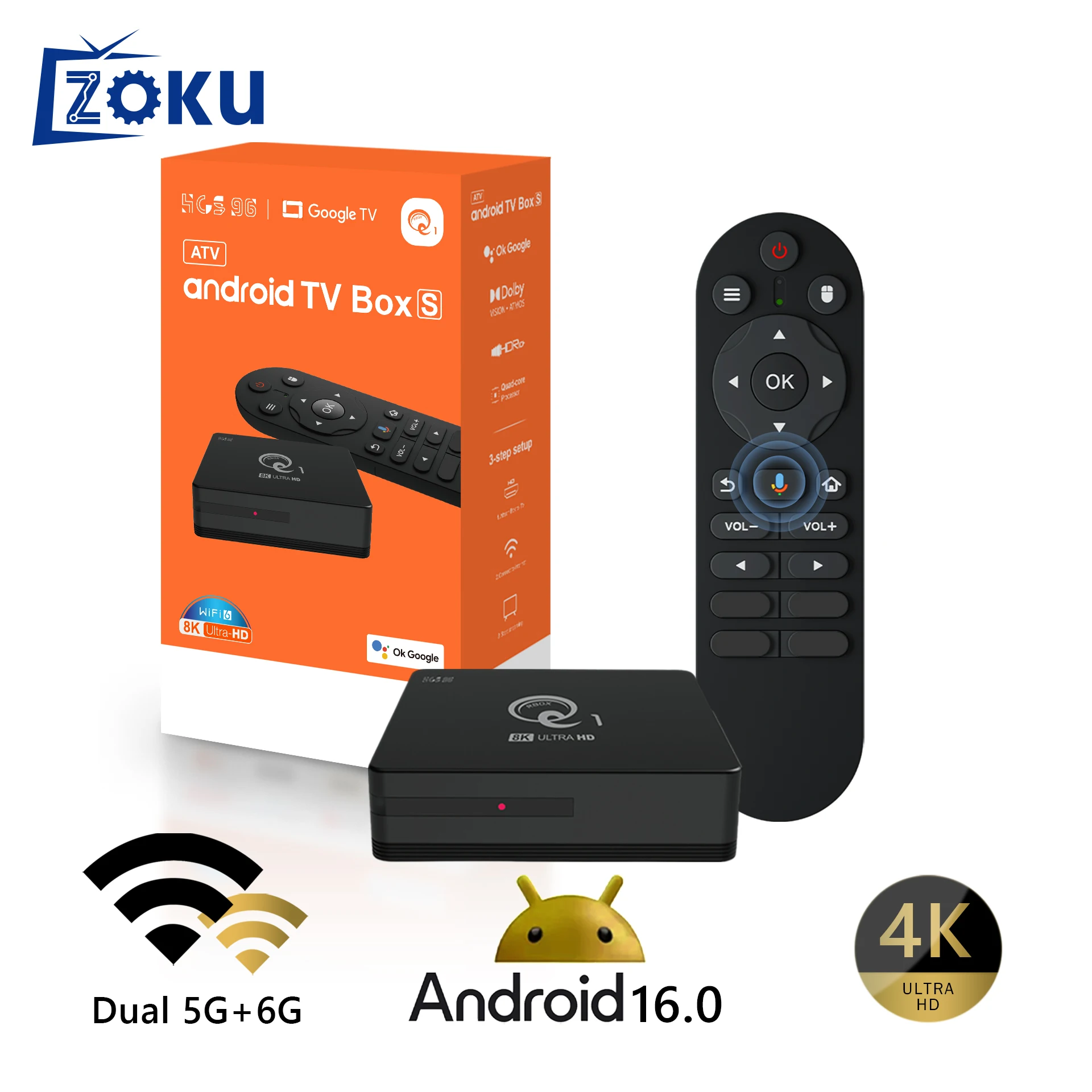 ZOKU Q1 TV Box - Android 16, Allwinner H313, 8K Support