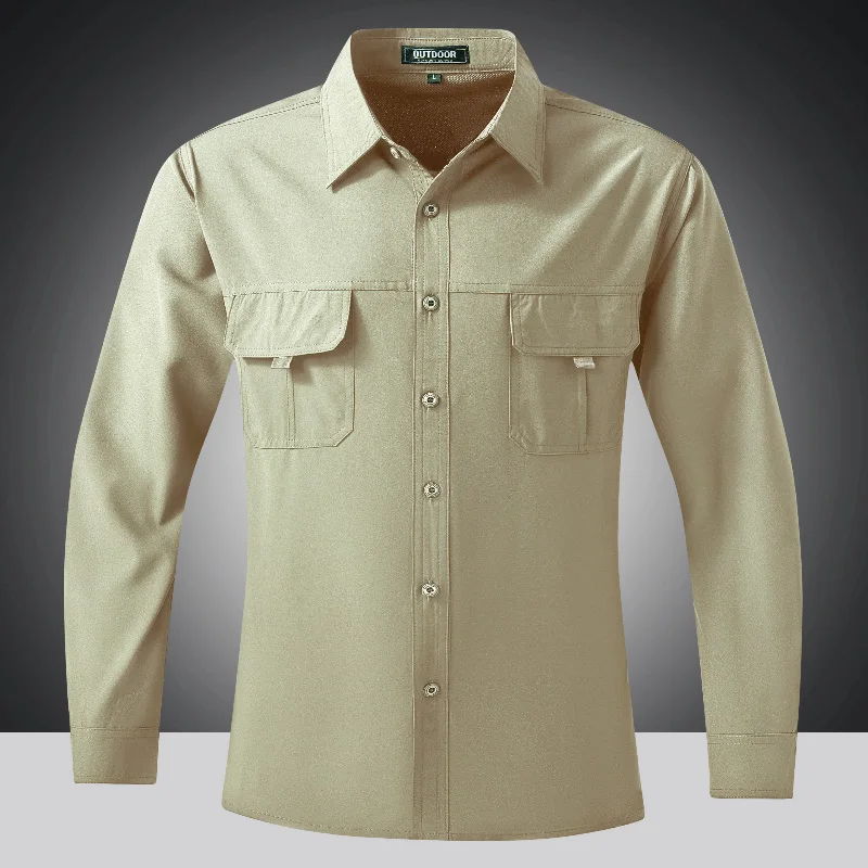 Men's long-sleeved button-down shirt, comfortable all-day casual business office formal shirt