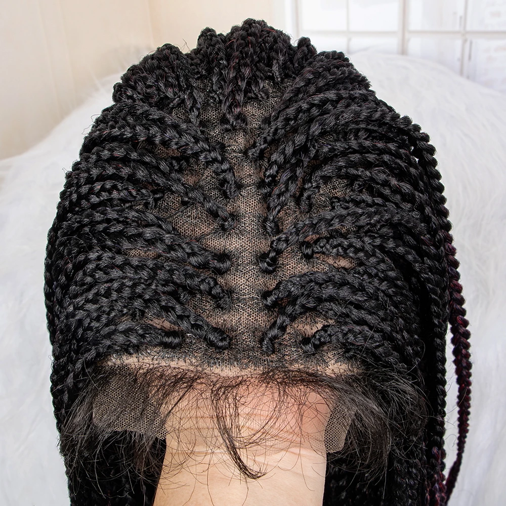 Lace Front Box Braid Wig with Curly End, Different Colors French Curly Loose Wave Braided Wigs in Stock