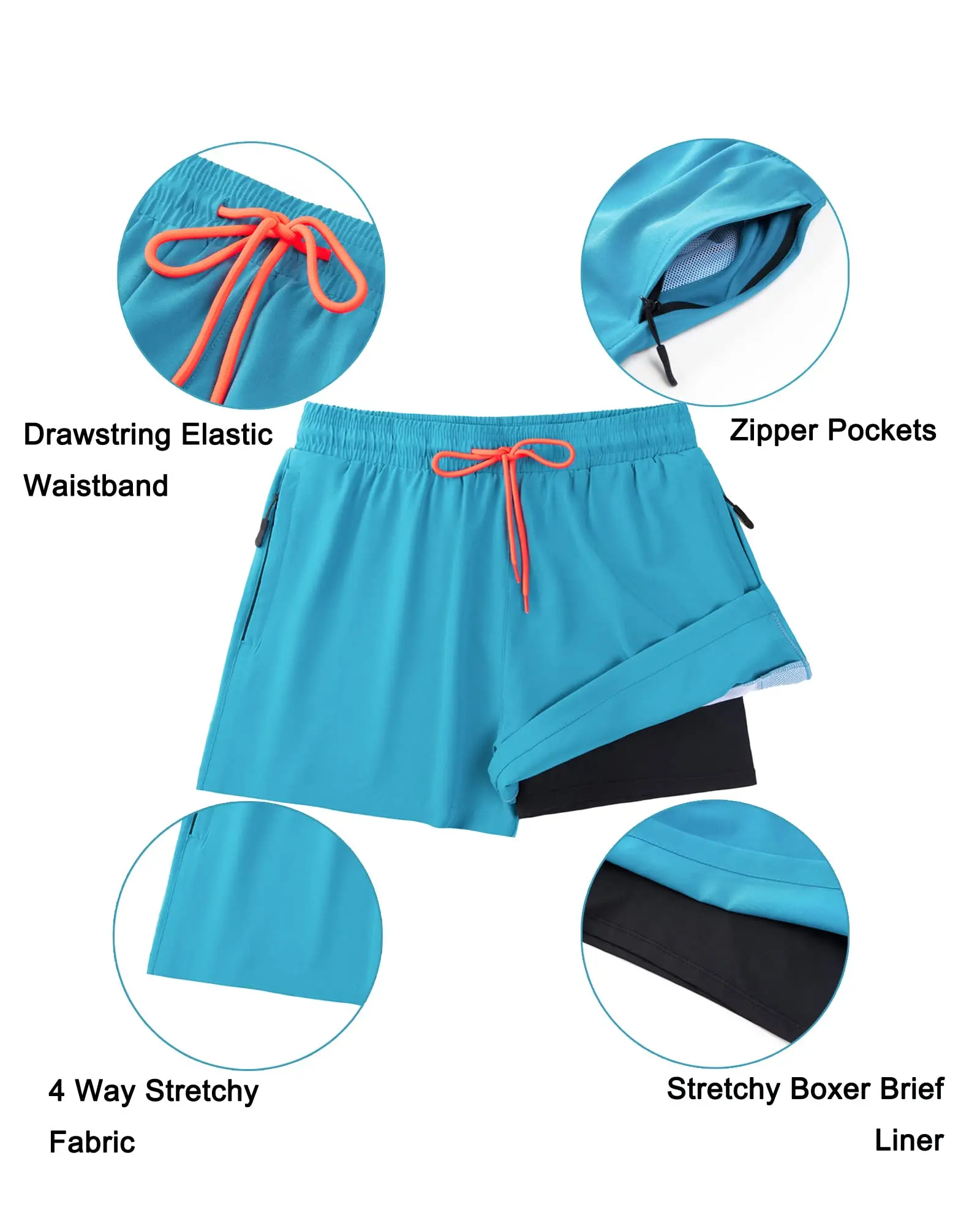 Men's Swim Trunks With Compression Liner Quick Dry Bathing Suit Board