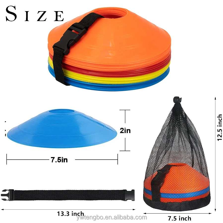 50pcs Flat Field Cones Non Slip Rubber Agility Markers Flat Field Cones