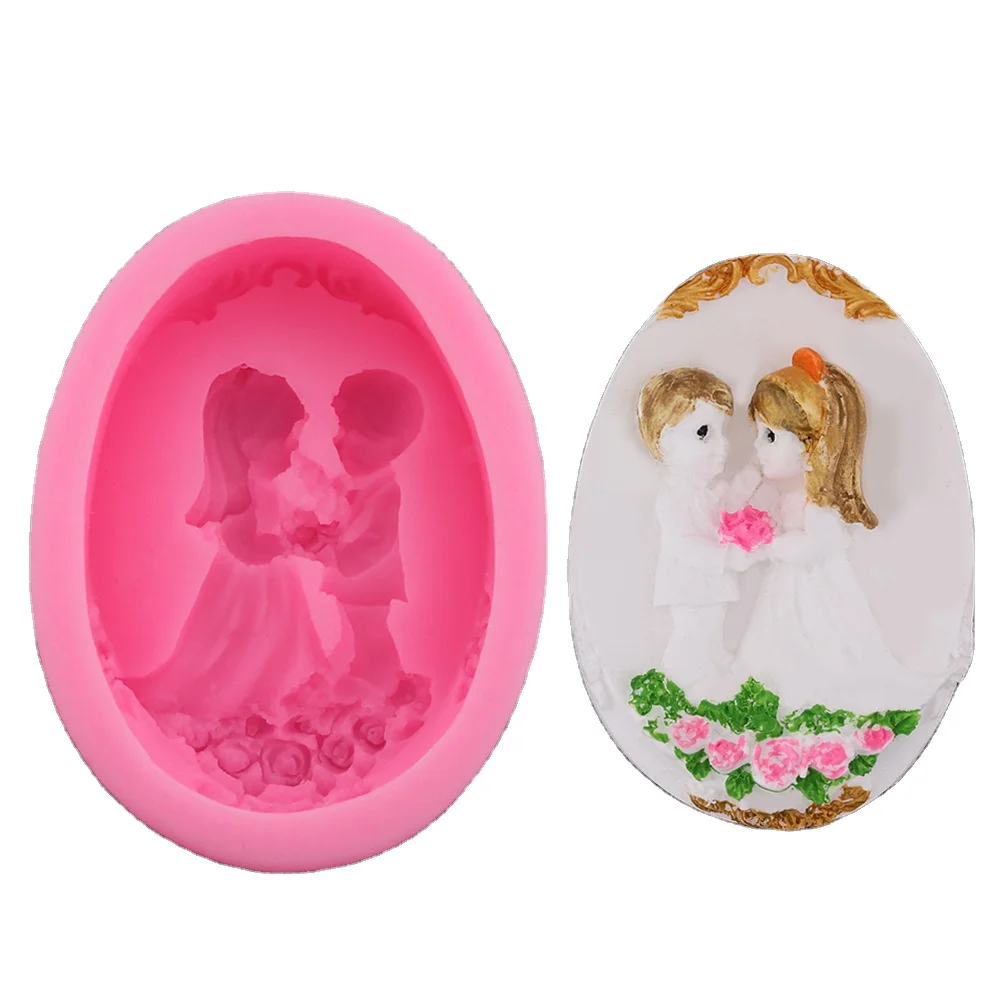 3D Silicone Cake Mold Mould Bride And Groom Dance Shape Wedding Decor Tool HS3 