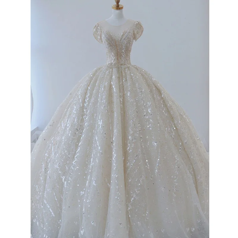 S3287F   2025   New Bridal Temperament Qi Ground Super fairy Tail  Style Wedding Dress