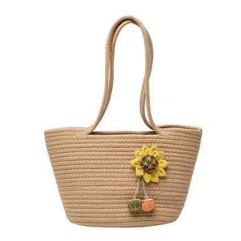 New large capacity straw bag literary fashion texture handbag niche design shoulder bag