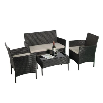 High Quality Rattan Furniture Dining Patio Conversation Sets 4 pcs Outdoor Furniture