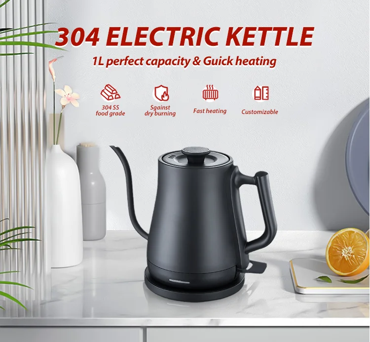 360 Rotary Cordless Dry-proof Kettle 1l Capacity Gooseneck Coffee Tip ...