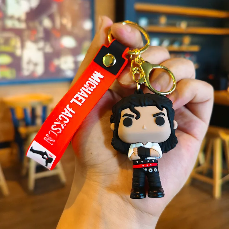 Michael Jackson 3D Keychain Music Idol Doll Machine PVC Rubber