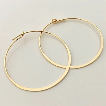 NEW DESIGN 14K Gold Filled Flattened Wire Hoop Earrings Brincos Pendientes Oorbellen Boho Women Earrings