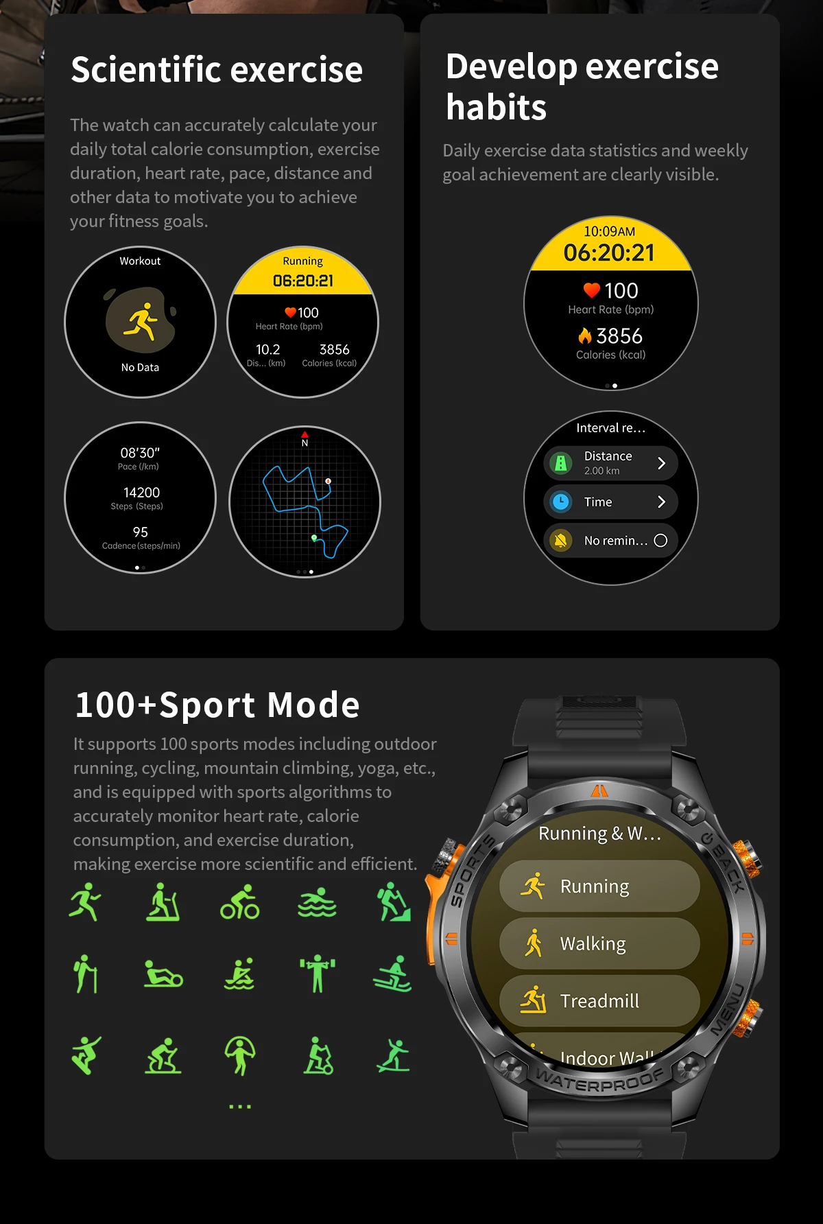 G100  OutdoorSmart Watch 2026 Heart Rate 5ATM Voice Assistant Dual-band L1+L5 Built-in GPS BT Call Smart Watch for Men