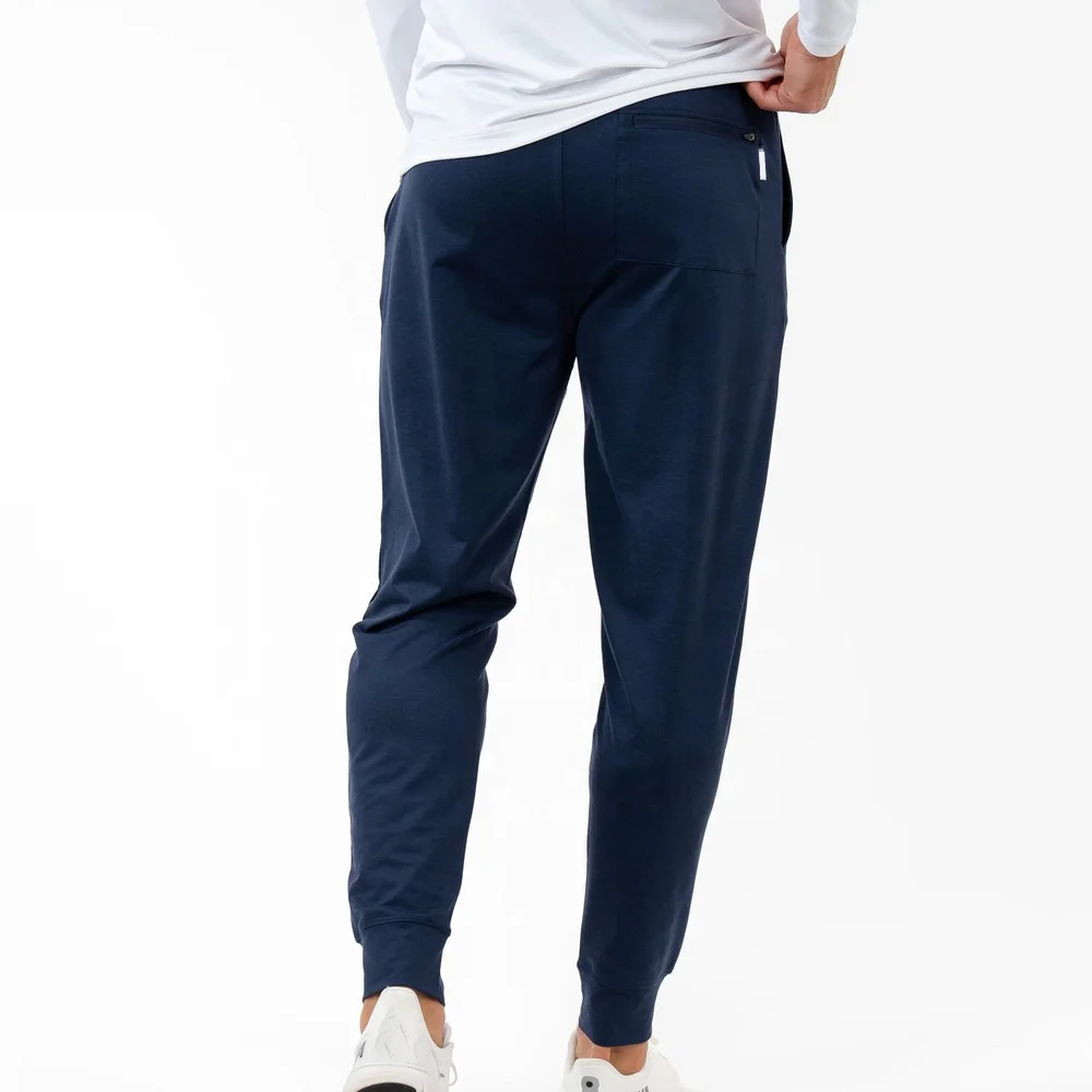 Custom High Quality  Four-way stretch Men's Casual 88% Polyester 12% Spandex Jogger Pants Solid Color Heather Performance Jogger