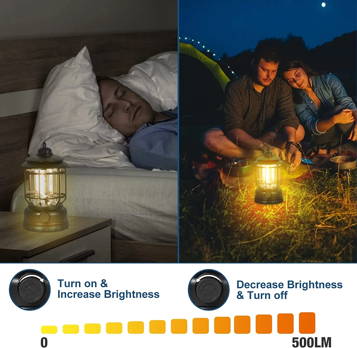 Outdoor Portable Waterproof Rechargeable Dimmable Courtyard Hiking Vintage Retro Camping Lantern Tent Lamp Night Light details