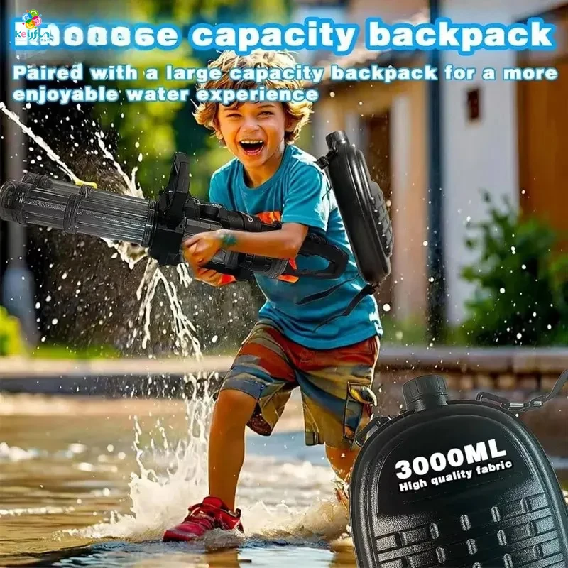 Gatling Electric Water Gun High-Pressure Automatic Rechargeable Long Range Outdoor Water Blaster Toy for Kids Adults Summer Toys
