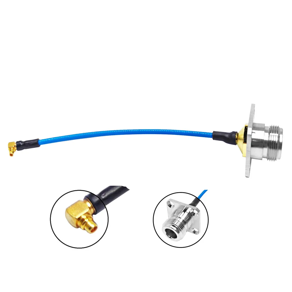 15CM N Female Jack Panel Mounting Flange 25.4mm to MMCX Male Plug Right Anglefor SS405 RG405 Rf Pigtail Jumper Cable Assembly
