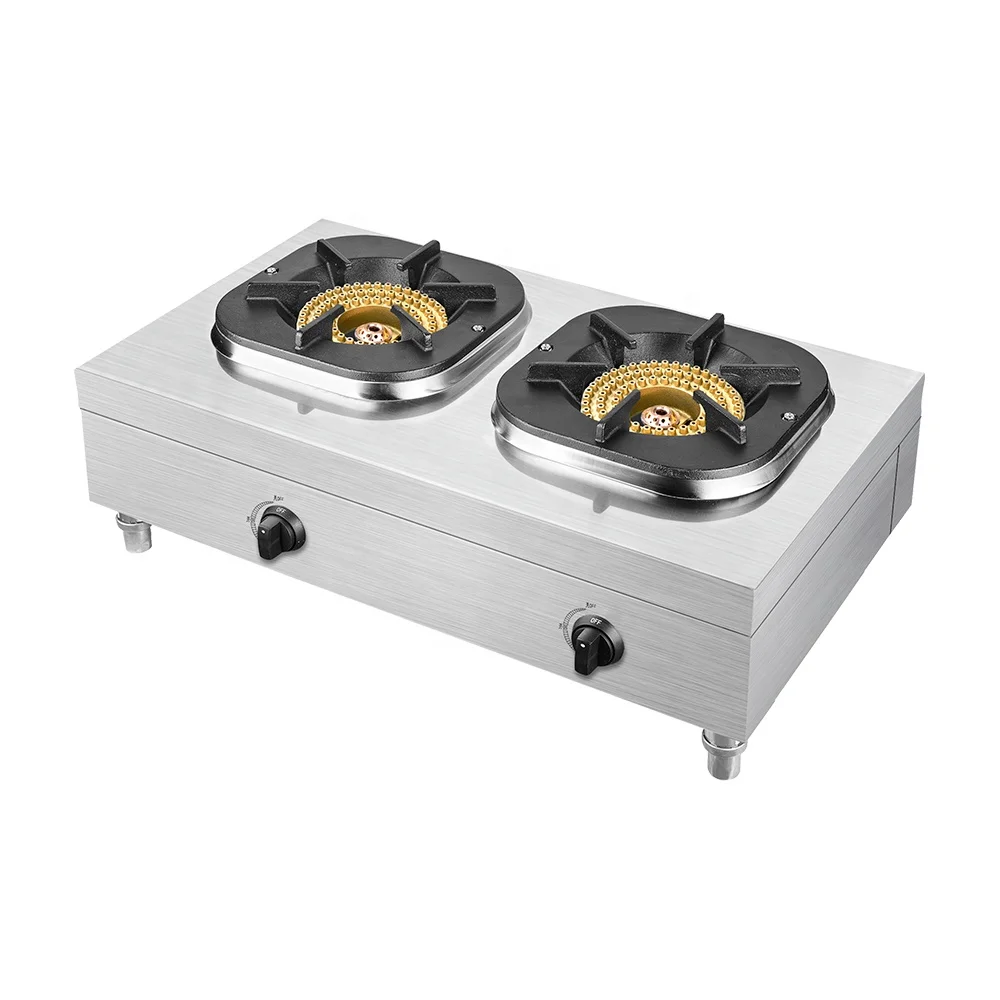 Stainless Steel Automatic Double Gas Cooker 2 burner Gas Cooktop Table Gas Stove for Home
