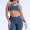 Soutien-gorge et pantalon épaules dénudées bleu-gris