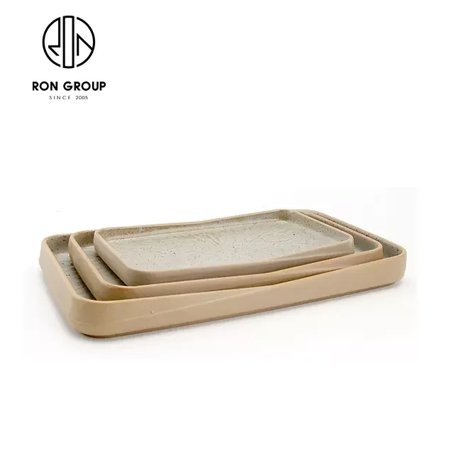 Restaurant Banquet Serving Dishes Clay Square Dishware Dinnerware Pasta Entrees Steak Food Crockery Terracotta Ceramic Plate