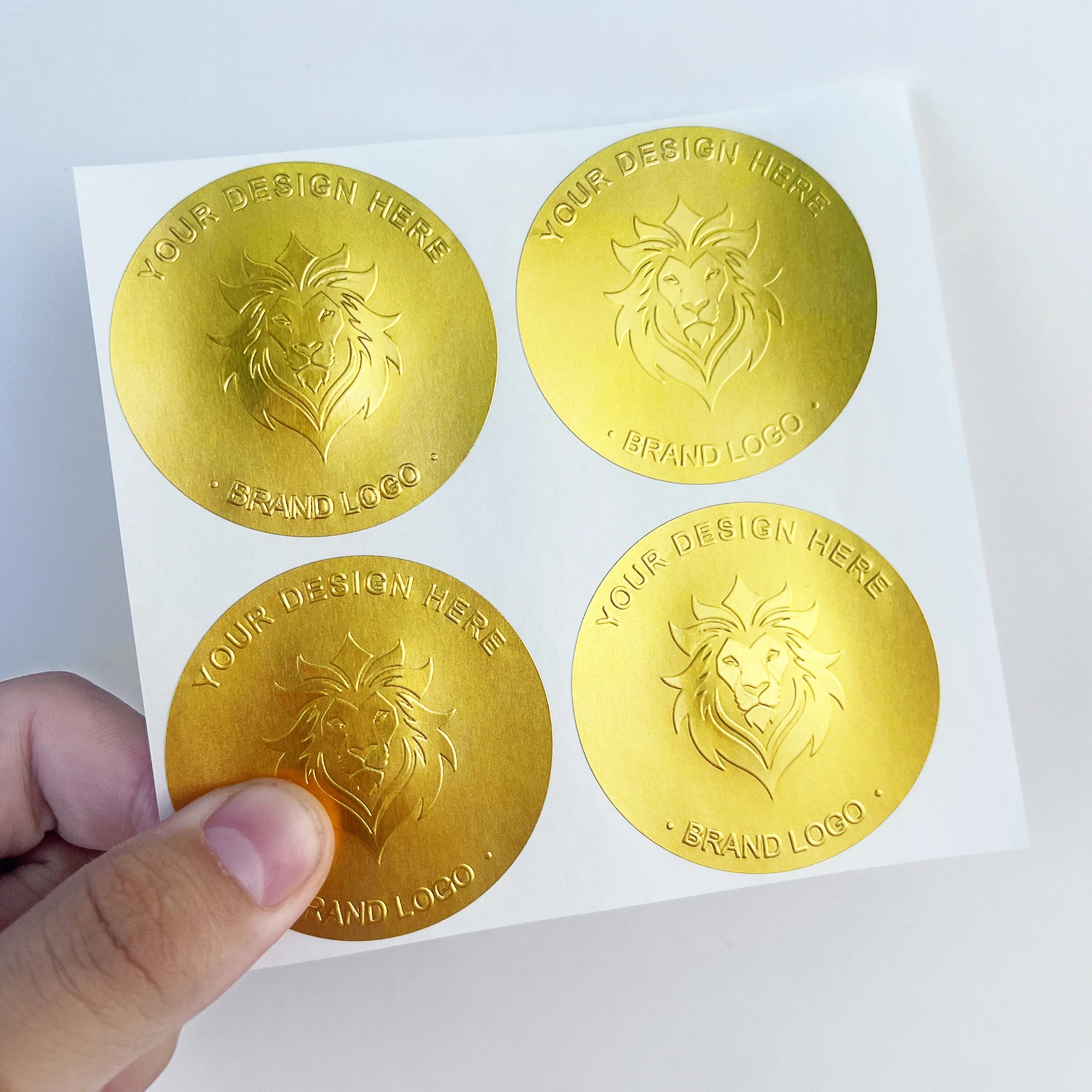 Custom Silver Gold Embossed Logo Stickers Label Gift Sealing Paper Aluminum Foil Stickers 3D Gold Embossed Sticker for Packaging