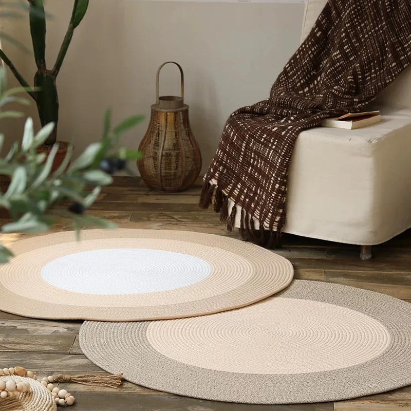 Customized Multi Category Kitchen Mats for Floor Small or Big  Bathroom Rug Cotton Rope Tassel Floor Mat Braided Rug