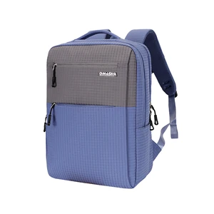 For Omaska 17 Inch Custom Logo Waterproof Backpack for Men Large Laptop Carrying Blue Zipper Closure Polyester Lining for