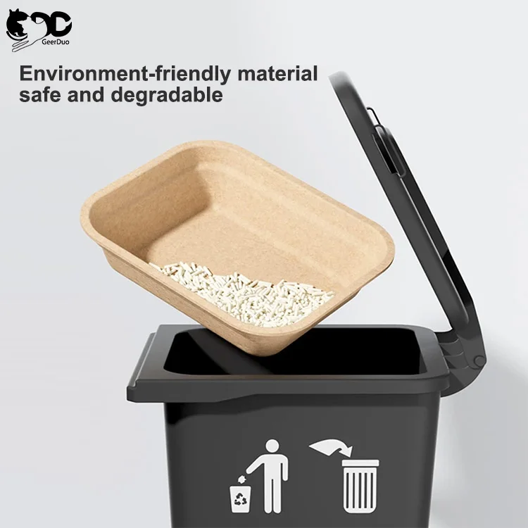 Geerduo Pet Eco-friendly Biodegradable Portable Water-resistant Leakproof Cardboard Disposable Cat Litter Toilet Box