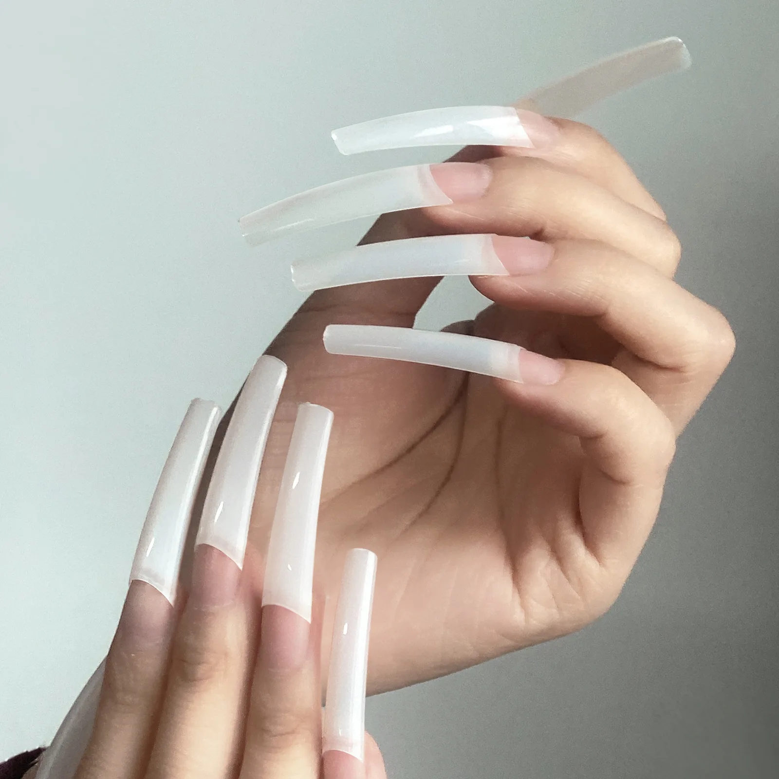 XXL Shell NO C Acrylic Nails Super Long Flat Head French False Nails Denim Nail Patch Cutting Grinding Factory Direct Sales
