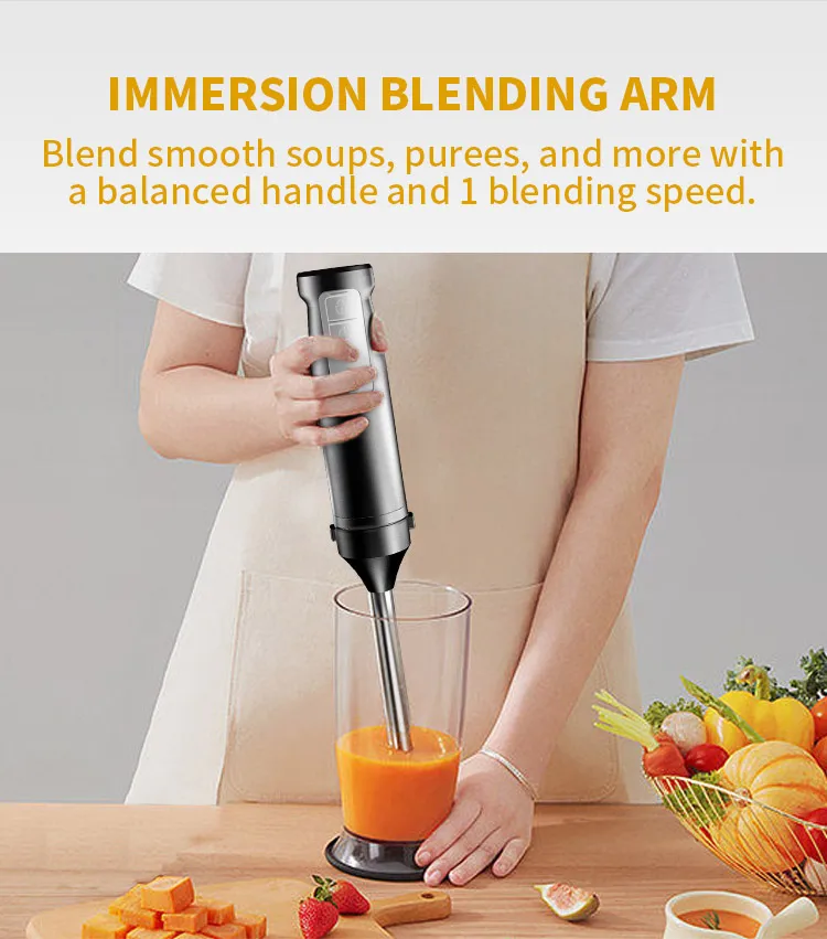 Rechargeable Hand Blender 200 Peak Watt 1 Speed Immersion Blender And 7 Speed Portable Stick