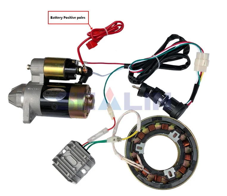 Electric Start Kit 5.5 / 6.5Hp Engine Starter 4 Stroke Ignition Kit Chicken Stick Engine Starter Flywheel For GX160 GX200 - 34 - View #4