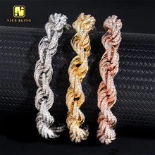 4mm 6mm 10mm Hip Hop Jewelry Custom Iced Out Rope Chain Cuban Link Chain 925 Silver VVS Moissanite Diamond Necklace Bracelet