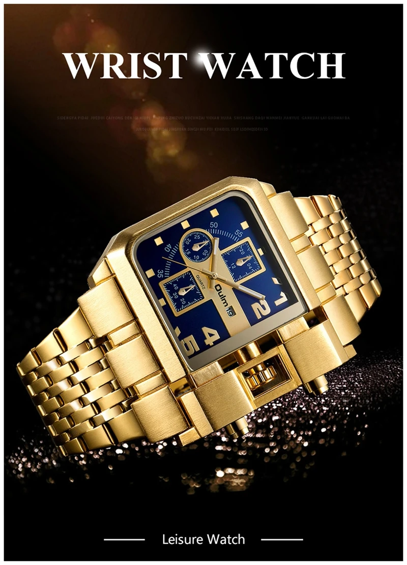 Orologio Uomo OULM 3364 – Quadrante Rettangolare Ampio, Cinturino In Pelle Rosso, Movimento Al Quarzo
