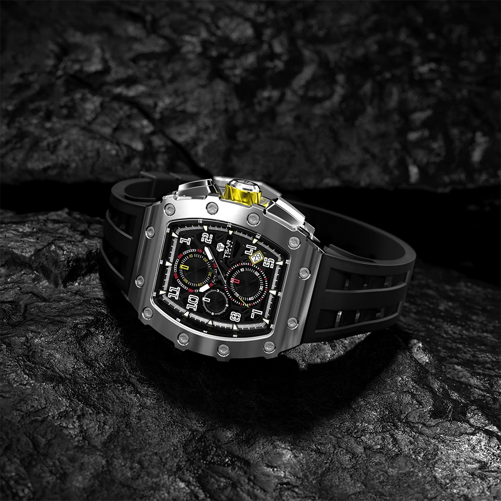 OEM & ODM Supported 5 ATM Diver Wristwatch for Business Silicone Band Mens Watches