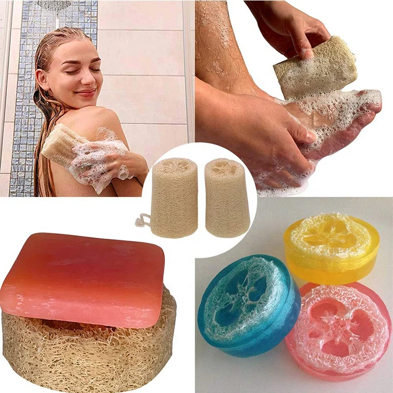 Набор для ванны 7 в 1 из натуральной люфы, скребок для ванны люфы для женщин и мужчин, отшелушивающий, уход за лицом и ногами