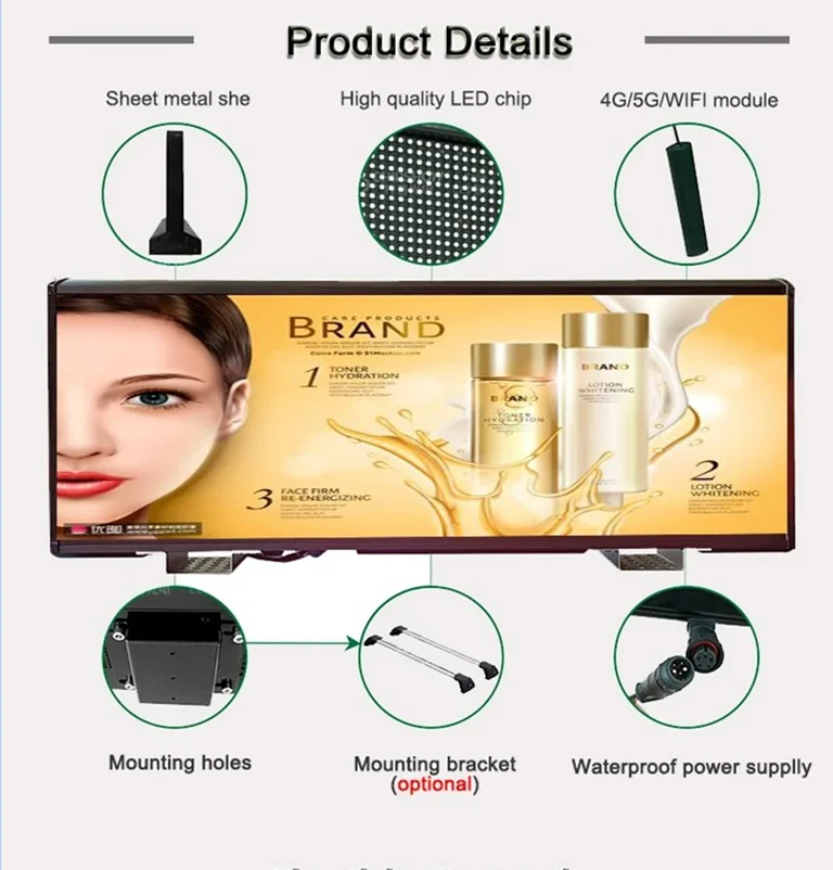 Junchen P5 Outdoor Advertising Waterproof Taxi Top LED Display Video Wall Sign Mobile Advertising Screen for Cars supplier