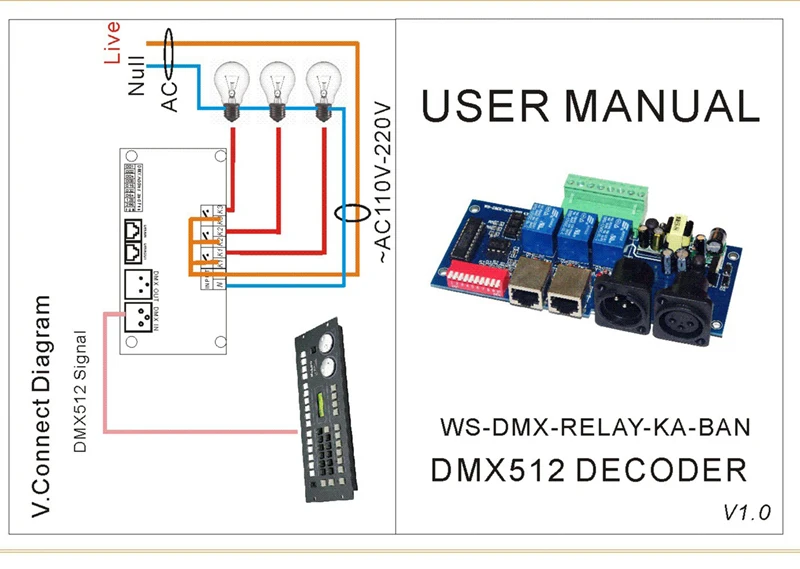 thumbnail image 2 of DMX512 3-Channel 5A Controlled Relay Switch Kit – DIY Converter DMX Dimmer Relay For Lighting Projects 2 of 6