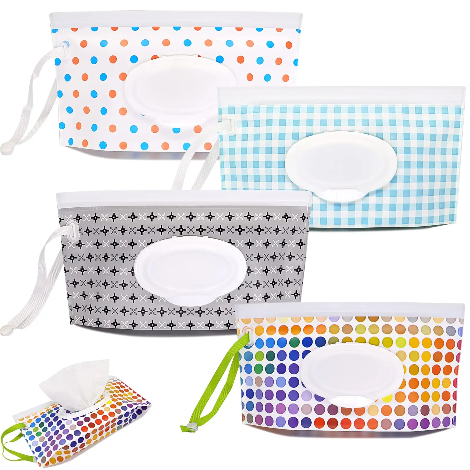 2 Packs Baby Reusable Wipes Pouch Portable Refillable Wet Baby Wipes Travel Case Cute Simple Diaper Wipe Dispenser Wipe Holder Travel Dispensador