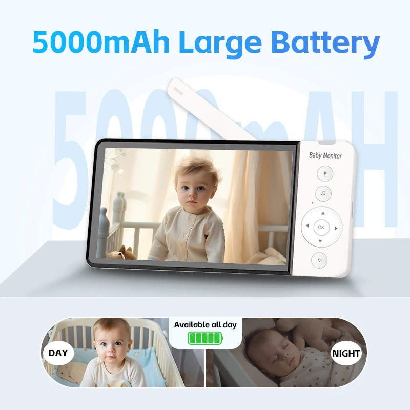 5 Inches 2024 Cute Portable Monitor Baby Smart Electronic Security ...