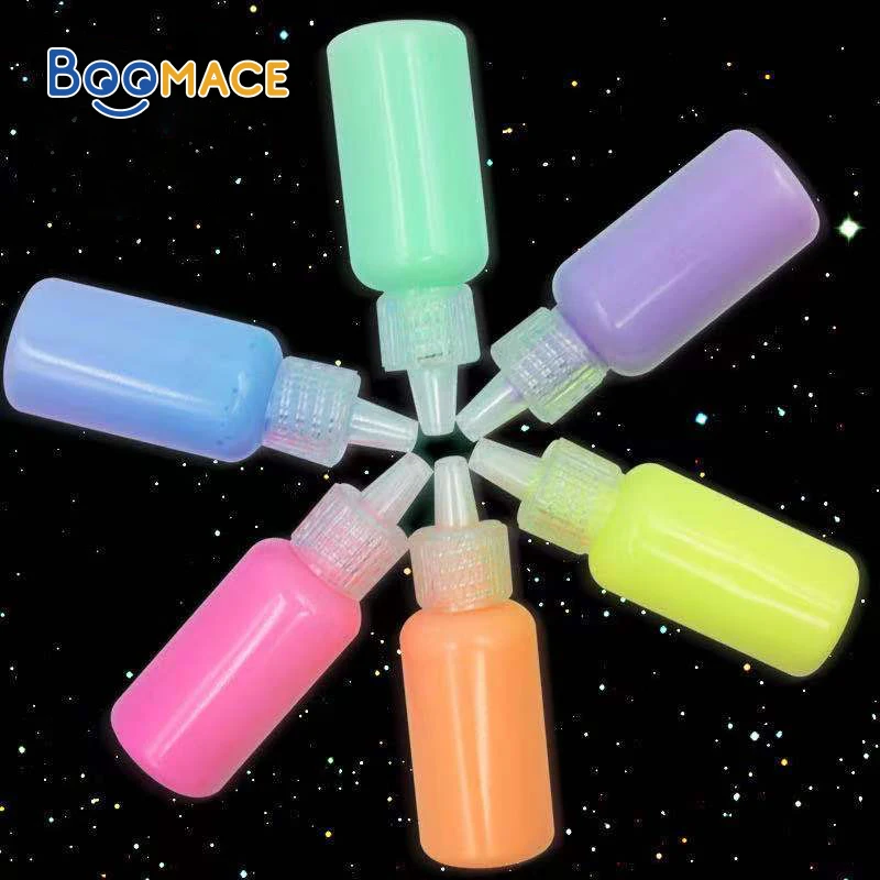 6 Colors Acrylic Paint Glow in the Dark Gold Glowing Paint Luminous Pigment Fluorescent Powder Painting