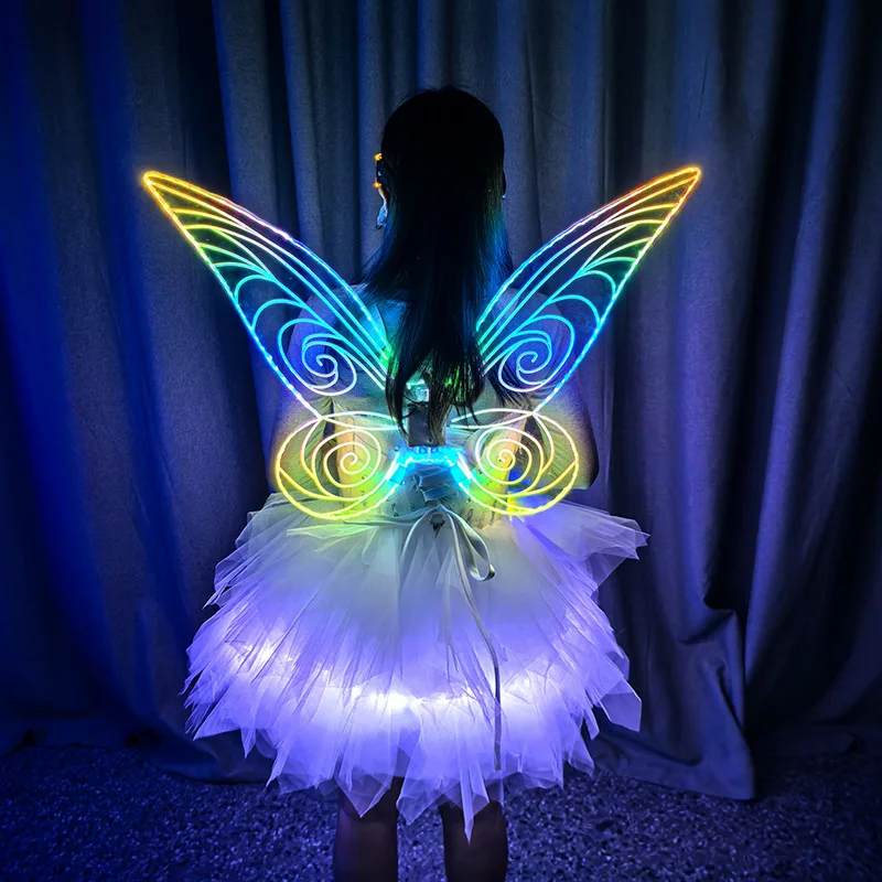 LED Glowing butterfly wings Disco Light fairy Dress bar KTV Liquor  Atmosphere Prop Stage Performance Outfit