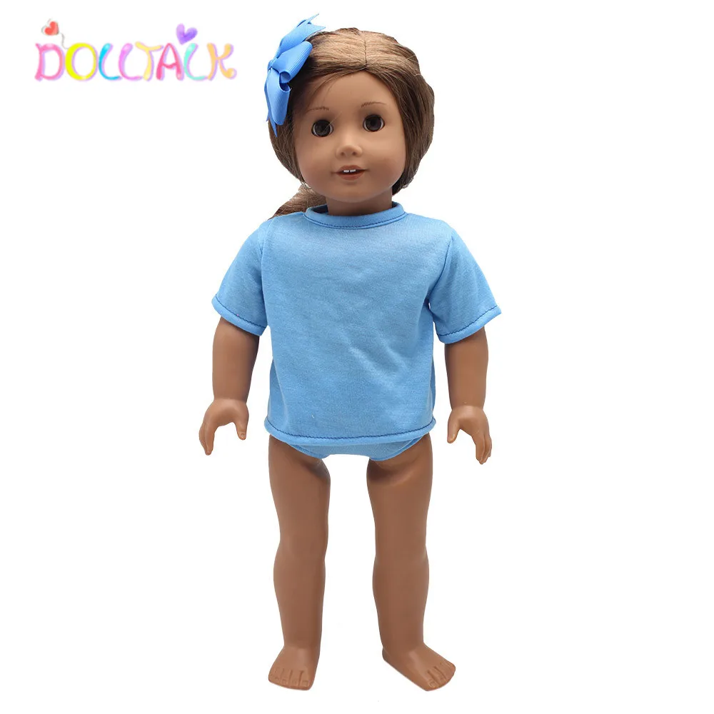 Американский дял 18-дюймовой куклы хлопок, цветная футболка с короткими рукавами и штаны, одежда